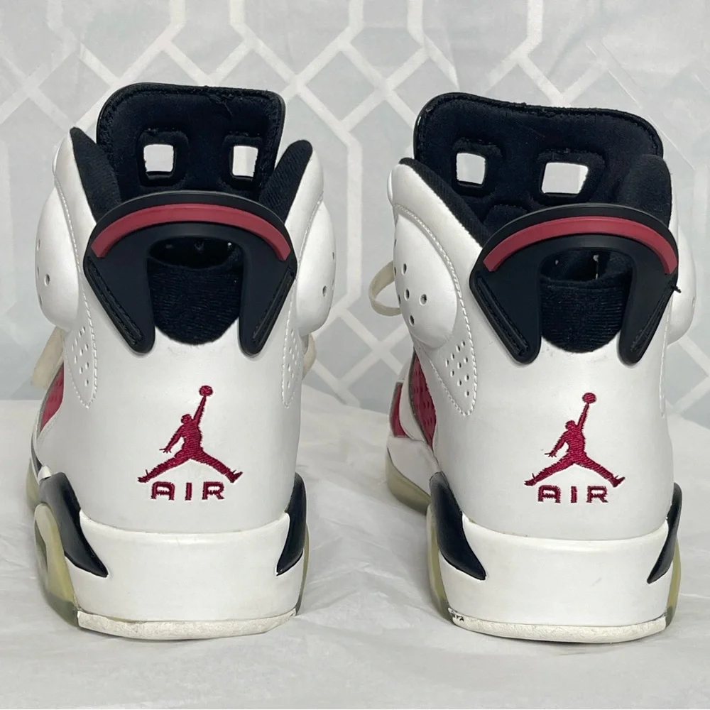 Nike Air Jordan 6 Retro Carmine White Red Black Sneaker 9.5 Style 384665-160